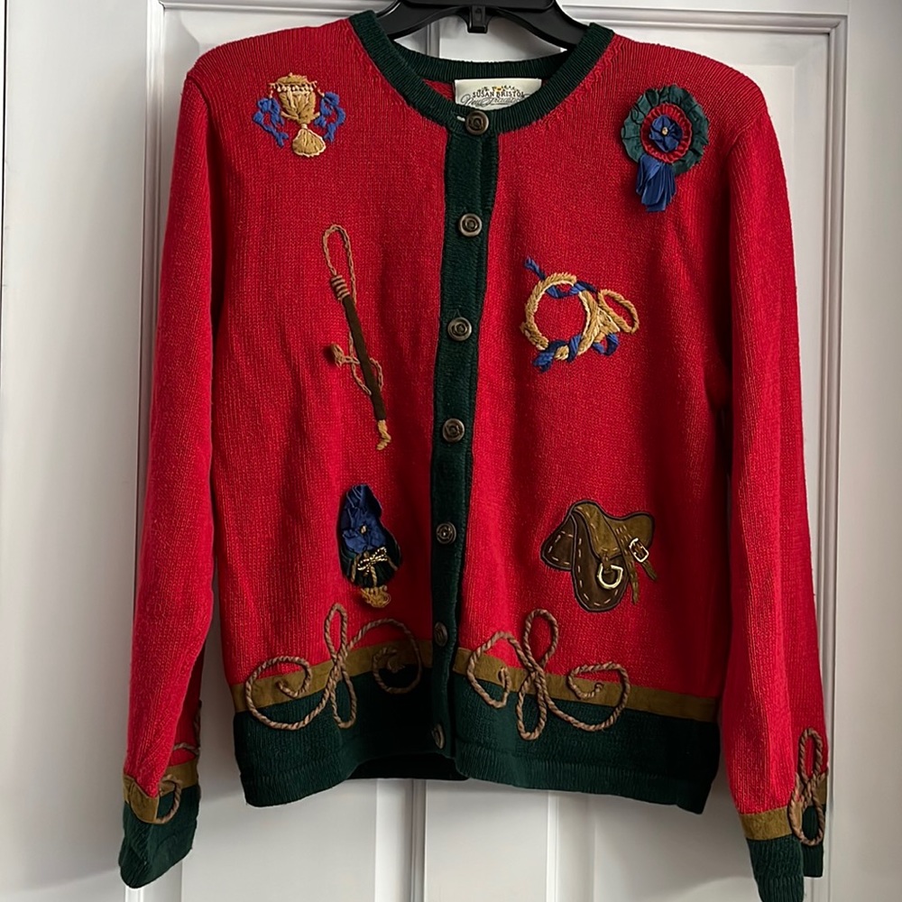 Susan Bristol Vintage Sweater Horse Bridle Sm